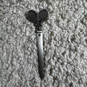Vintage Fort USA Metal Letter Opener Tennis Rackets & Balls Handle Sports Desk